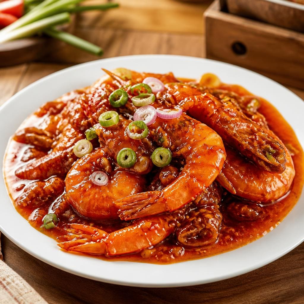 Bakmi Golek Udang Saos Padang